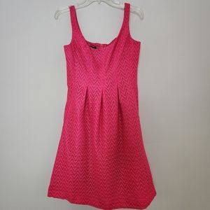 Nine West hot pink fit and flare chevron lace dress sz 2